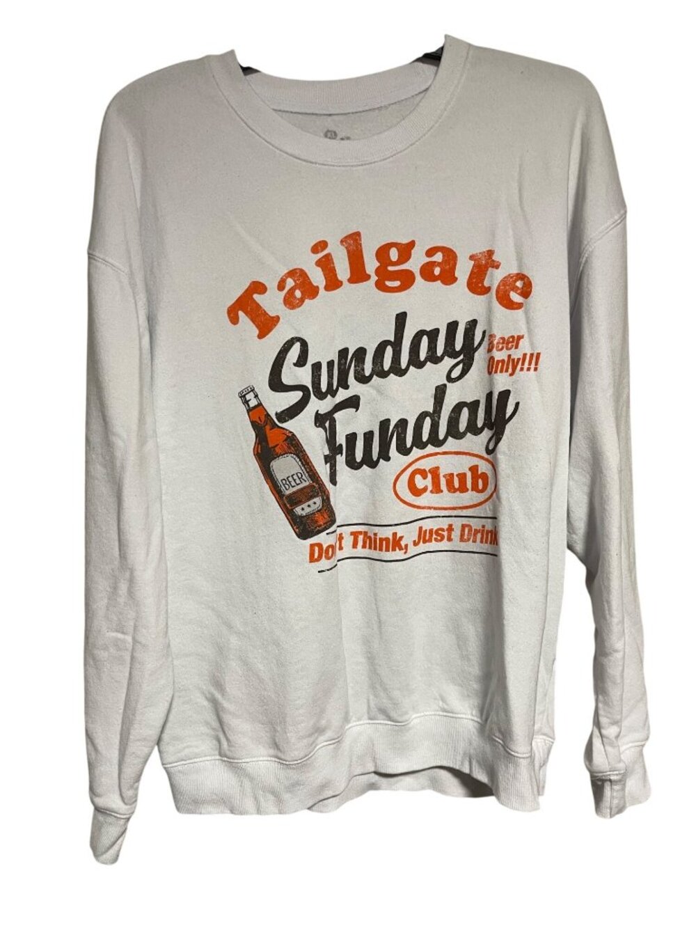 Goodie Two Sleeves White Sunday Funday Club Sweatshirt Retro Game Day XL